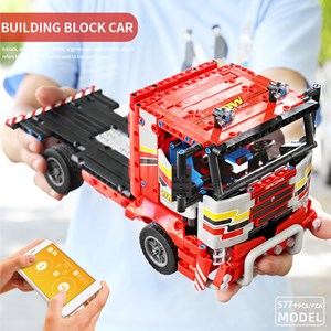 لگو تکنیک کامیون حمل‌ و نقل کنترلی 577 قطعه مدل MOULD KING 15003 RC Transport Truck Remote Contro_لگو