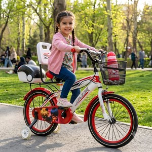 دوچرخه کودک سایز 16 طرح دختر کفشدوزکی و گربه سیاه مدل جونیور JUNIOR