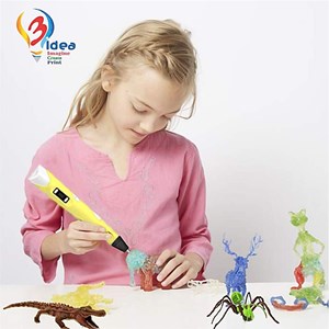 قلم طراحی سه بعدی با نمایشگر LCD و 3 عدد فیلامنت PLA رنگ زرد_اسباب بازی علمی