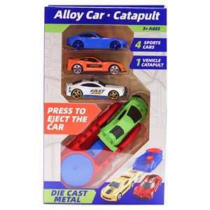 ست ماشین مسابقه‌ ای فلزی با پرتابگر مجموعه 4 عددی مدل 2853_4 Alloy Car Catapult_ماشین اسباب بازی
