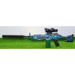 تفنگ اسباب‌ بازی شارژی تیر ژله‌ ای دو حالته با دوربین رنگ آبی مدل M249 554C_تفنگ اسباب بازی