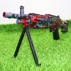 تفنگ اسباب‌ بازی شارژی تیر ژله‌ ای دو حالته با دوربین رنگ قرمز مدل M249 554B_تفنگ اسباب بازی